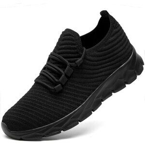 🆕Men's Black Gym Sneaker Running Breathable Lightweight Walking Slip on Shoes